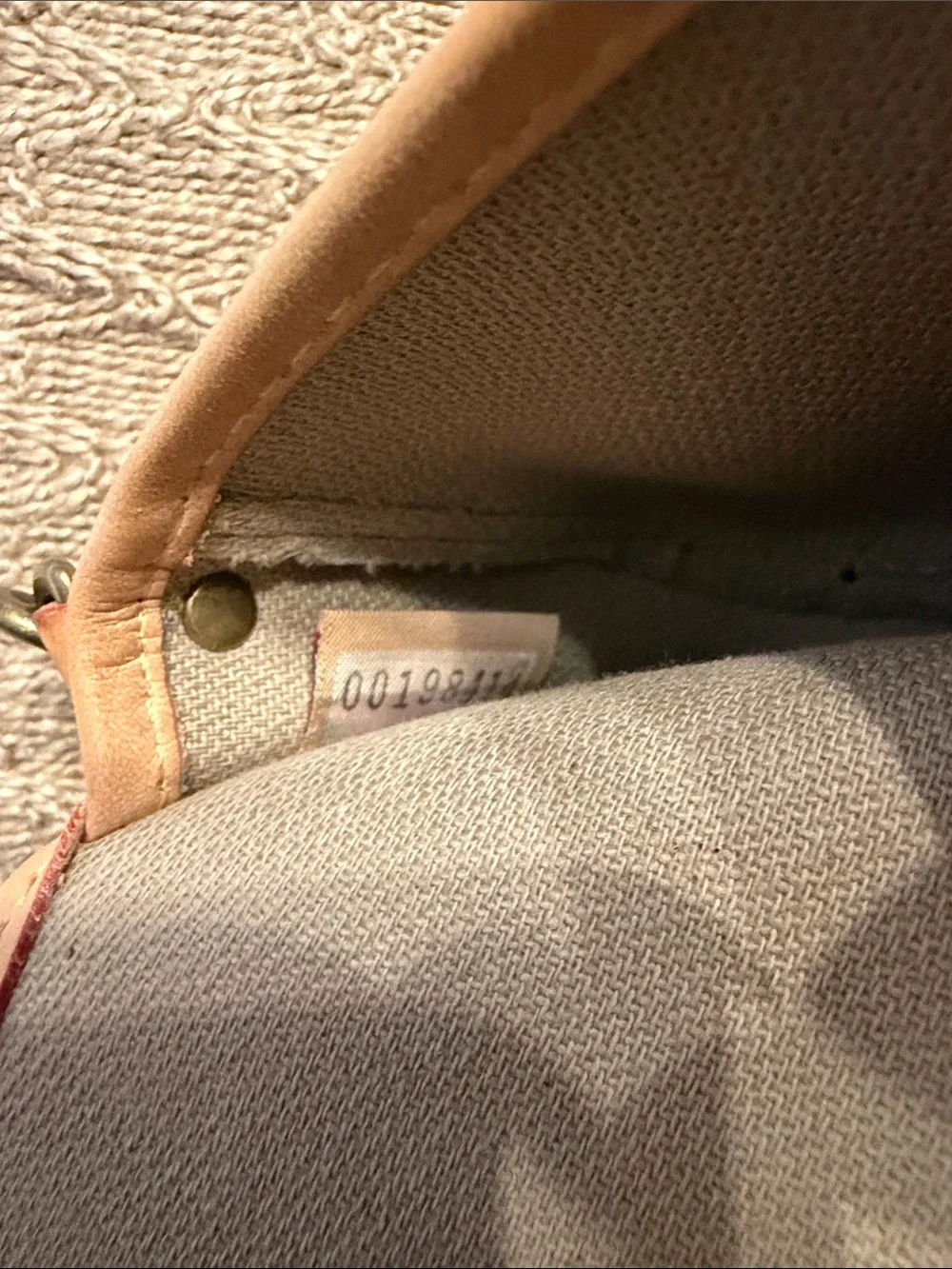 Dooney & Bourke Denim Monogram Wristlet with Tan Leather Trim
